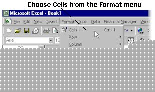 Choose cells from the format menu