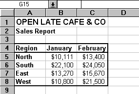 Spreadsheet for exercise 4