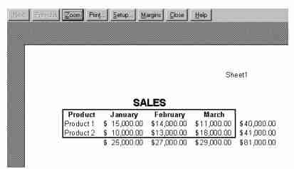 Zoomin the print preview